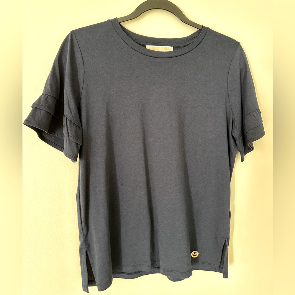 NWT. Michael Kors Women’s ruffled sleeve shirt.